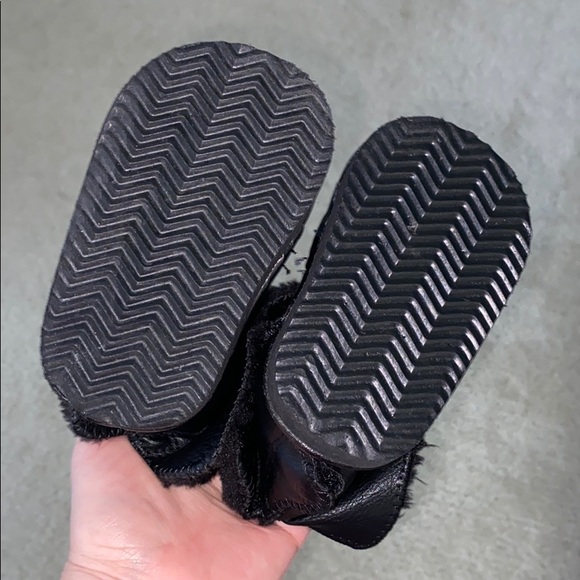 H&M Baby Faux Fur Warm Lined Leather Black Boots - Picture 8 of 10